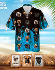 Camisa hawaiana personalizada (azul llameante: 1-7 mascotas)