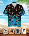 Camisa hawaiana personalizada (azul llameante: 1-7 mascotas)