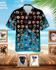 Camisa hawaiana personalizada (azul llameante: 1-7 mascotas)