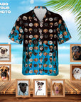 Camisa hawaiana personalizada (azul llameante: 1-7 mascotas)