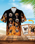 Camisa hawaiana personalizada (naranja llameante: 1-7 mascotas)