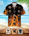 Camisa hawaiana personalizada (naranja llameante: 1-7 mascotas)