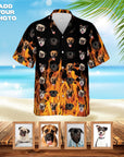 Camisa hawaiana personalizada (naranja llameante: 1-7 mascotas)