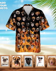 Camisa hawaiana personalizada (naranja llameante: 1-7 mascotas)