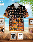 Camisa hawaiana personalizada (naranja llameante: 1-7 mascotas)