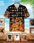 Camisa hawaiana personalizada (naranja llameante: 1-7 mascotas)