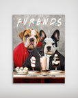 Personalized Furends poster featuring two pets, a bulldog and a French bulldog, enjoying milkshakes at a diner.