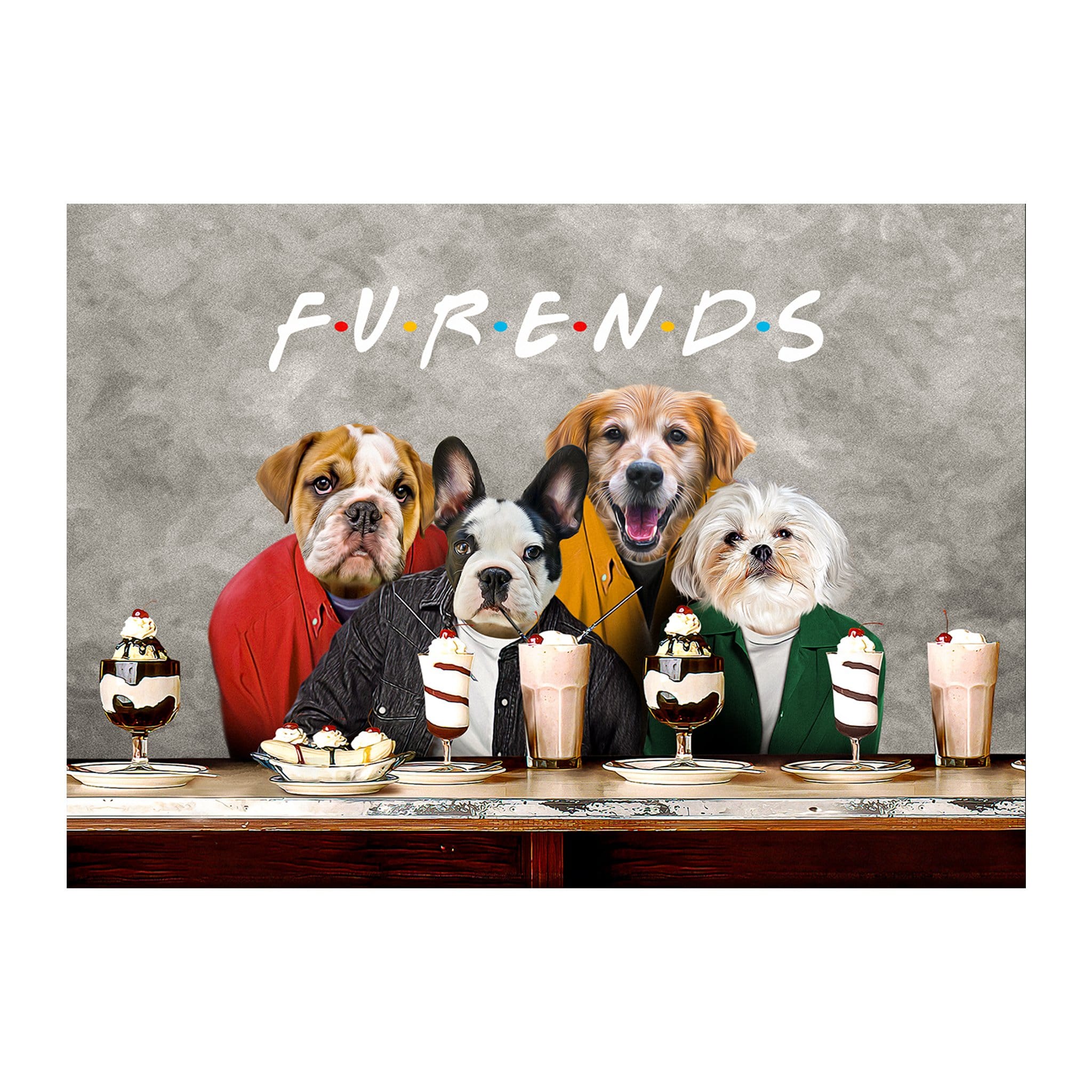 Retrato digital personalizado de 4 mascotas &#39;Furends&#39;