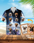 Camisa hawaiana personalizada (Galaxia: 1-7 mascotas)