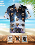 Camisa hawaiana personalizada (Galaxia: 1-7 mascotas)