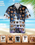 Camisa hawaiana personalizada (Galaxia: 1-7 mascotas)