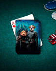 Custom Game of Bones personalized playing cards featuring two dogs in medieval royal portraits.