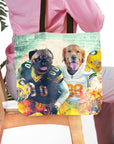 Bolsa de mano personalizada para 2 mascotas 'Green Bay Doggos'