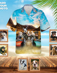 Camisa hawaiana personalizada (Harley Wooferson: 1-8 mascotas)