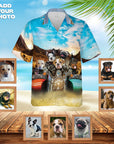 Camisa hawaiana personalizada (Harley Wooferson: 1-8 mascotas)