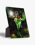 Personalized "Harry Dogger (Slytherawr)" pet canvas featuring a Rottweiler in a green scarf and robe.