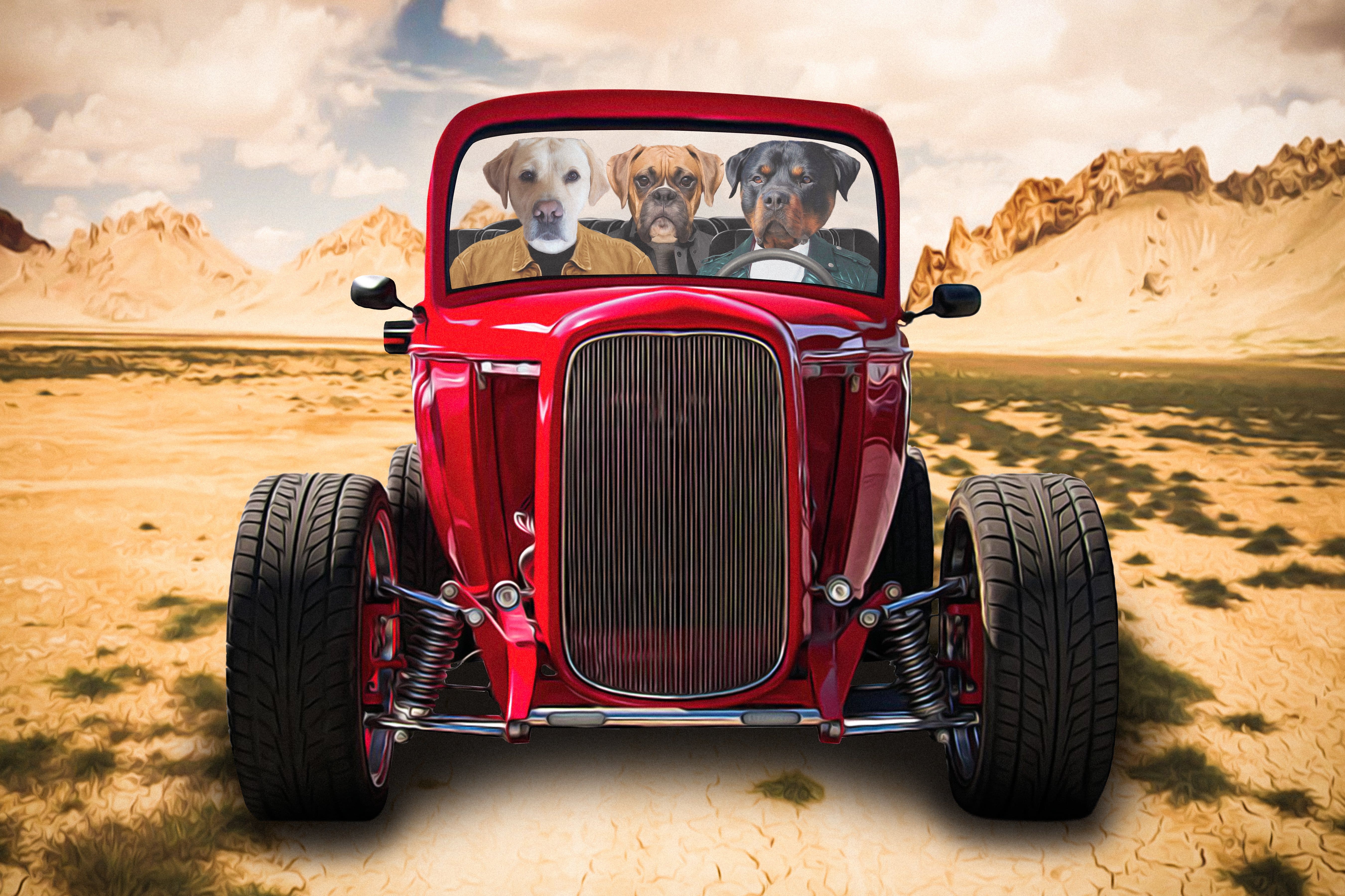 Retrato digital de 3 mascotas de &#39;The Hot Rod&#39;