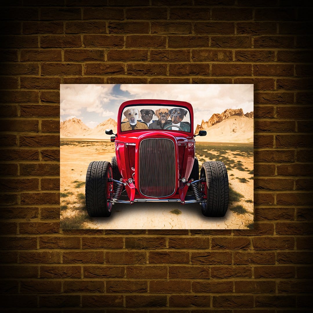 Póster personalizado con 4 mascotas &#39;The Hot Rod&#39;