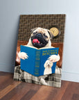 Custom canvas featuring a pug reading "How to Pick Up Bitches" with a poodle on the cover.