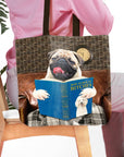 Personalized tote bag with a custom pet portrait of a pug reading "How to Pick Up Bitches.