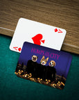 Custom 'Humps in the City' personalized playing cards featuring three pets in cartoon style.