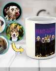 Taza personalizada para 4 mascotas 'Jorobas en la ciudad'