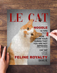 Personalized 'Le Cat' puzzle featuring an orange and white cat on a magazine cover design.