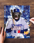 Personalized "Los Angeles Doggers" pet puzzle featuring a black lab in a baseball uniform.
