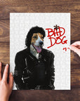 Personalized Michael Wooferson "Bad Dog" puzzle featuring a custom pet portrait.