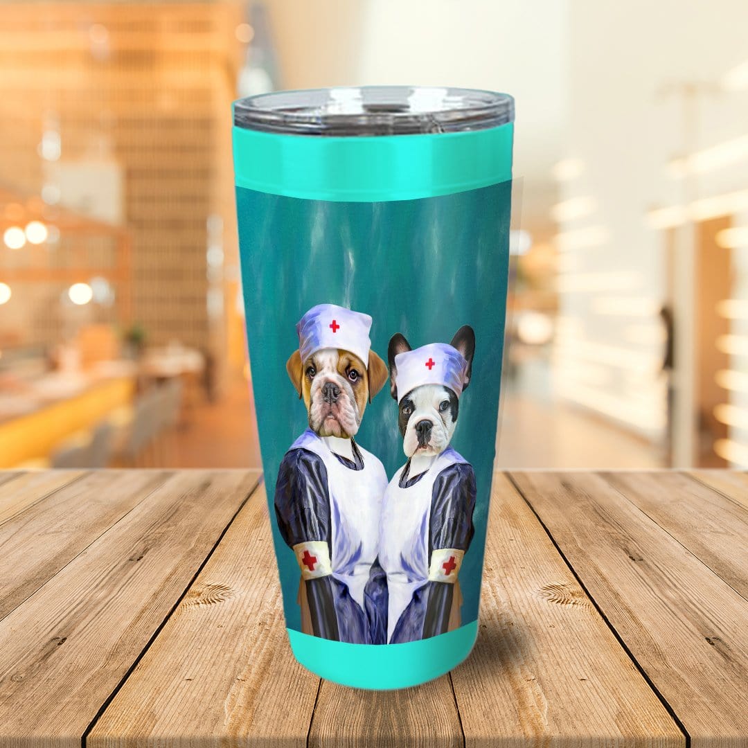 Vaso personalizado para 2 mascotas &#39;Las enfermeras&#39;