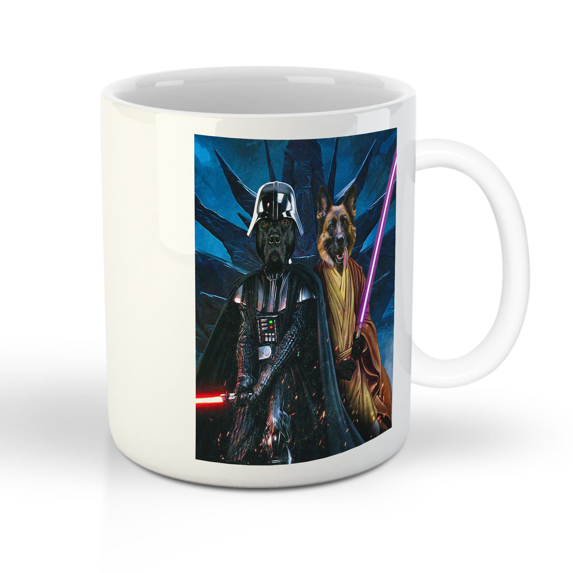 Taza personalizada para 2 mascotas &#39;Darth Woofer &amp;amp; Jedi-Doggo&#39;