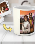 Taza personalizada para 2 mascotas 'Princesa Leidown y Jedi-Doggo'