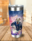 Personalized stainless steel tumbler with a dog in a New England Patriots football uniform.