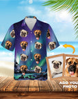 Camisa hawaiana personalizada (Auroras boreales: 1-7 mascotas)