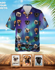 Camisa hawaiana personalizada (Auroras boreales: 1-7 mascotas)