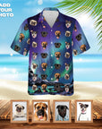 Camisa hawaiana personalizada (Auroras boreales: 1-7 mascotas)