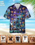 Camisa hawaiana personalizada (Auroras boreales: 1-7 mascotas)