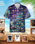 Camisa hawaiana personalizada (Auroras boreales: 1-7 mascotas)