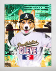 Personalized 'Oakland Pawthletics' poster featuring a corgi in a baseball uniform and cap.