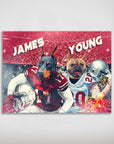 Personalized Ohio Doggos poster featuring two pets as football players in red and white jerseys.