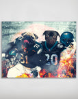Personalized 'Philadelphia Doggos' poster featuring two pugs in football uniforms with stadium and fire background.