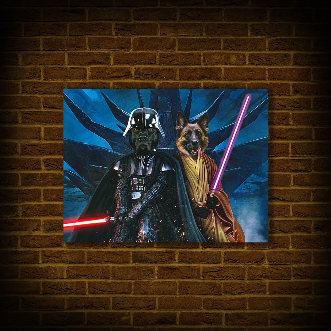 Póster personalizado para 2 mascotas &#39;Darth Woofer y Jedi-Doggo&#39;