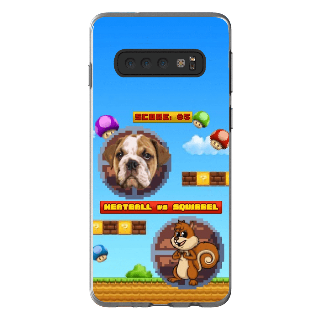 Funda de teléfono para mascotas personalizada con videojuego retro