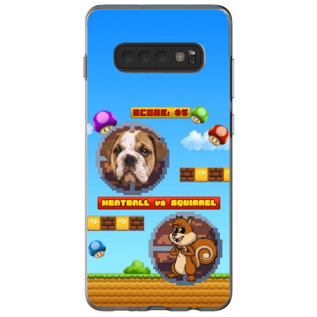 Funda de teléfono para mascotas personalizada con videojuego retro