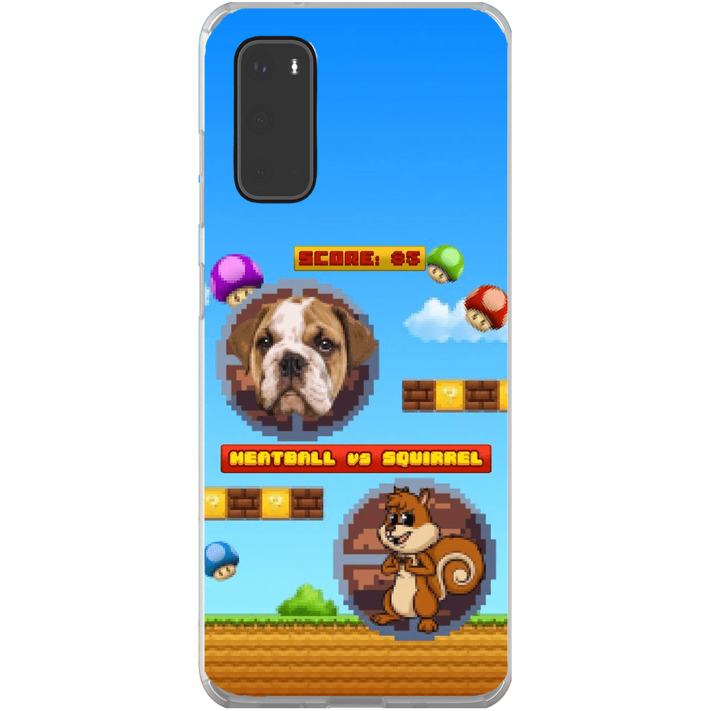 Funda de teléfono para mascotas personalizada con videojuego retro