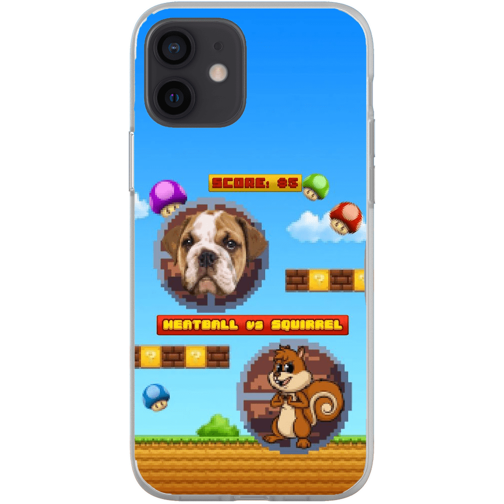 Funda de teléfono para mascotas personalizada con videojuego retro