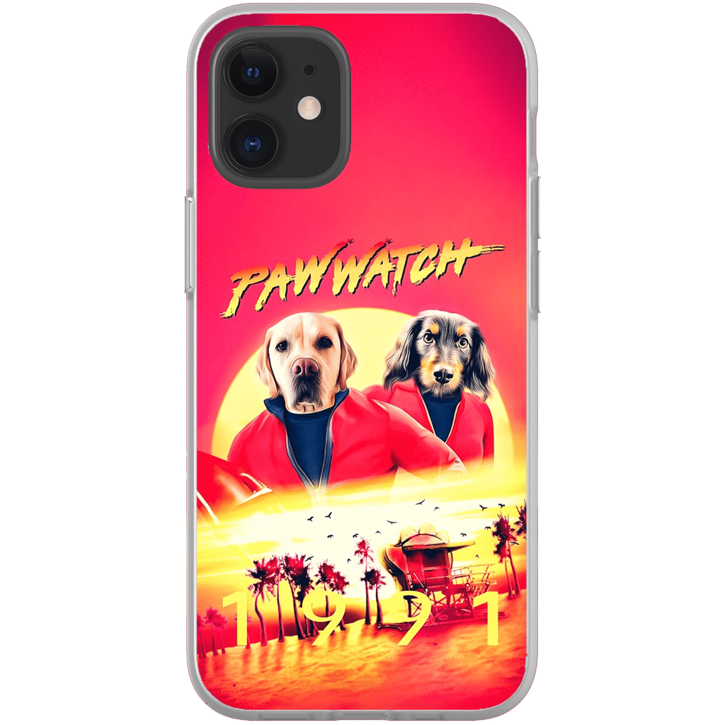 Funda personalizada para teléfono con 2 mascotas &#39;Paw Watch 1991&#39;