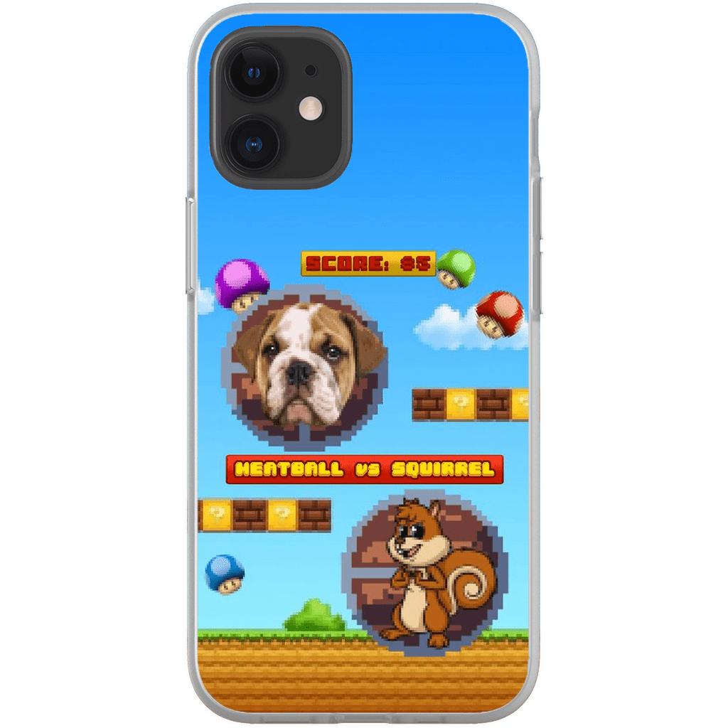 Funda de teléfono para mascotas personalizada con videojuego retro