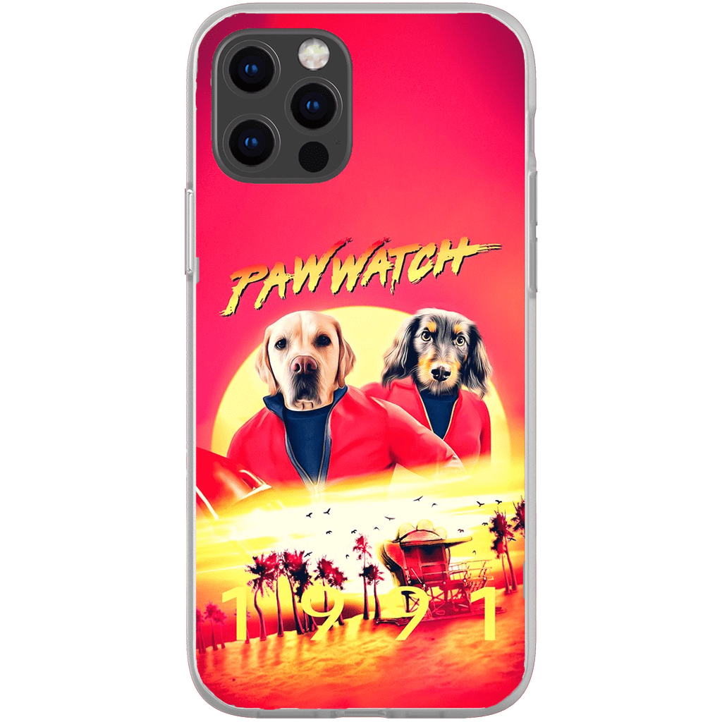 Funda personalizada para teléfono con 2 mascotas &#39;Paw Watch 1991&#39;