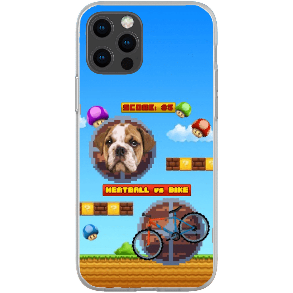 Funda de teléfono para mascotas personalizada con videojuego retro